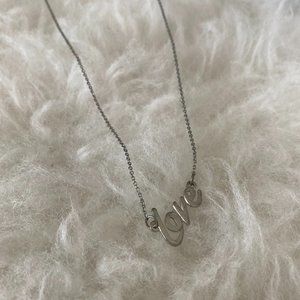 LOVE Cursive Silver Necklace